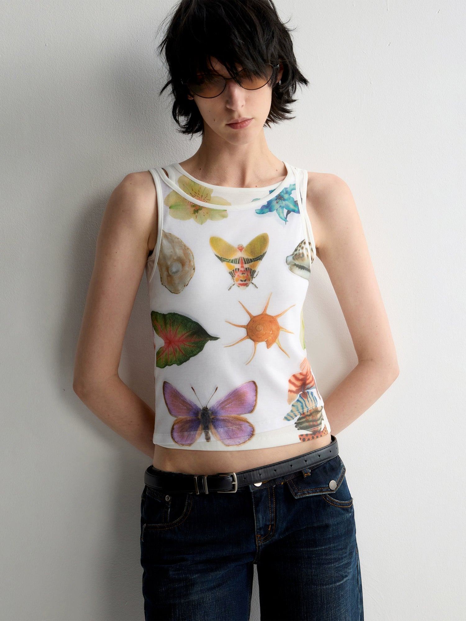 Lyocell Fun Print Short Sleeveless Tank Top