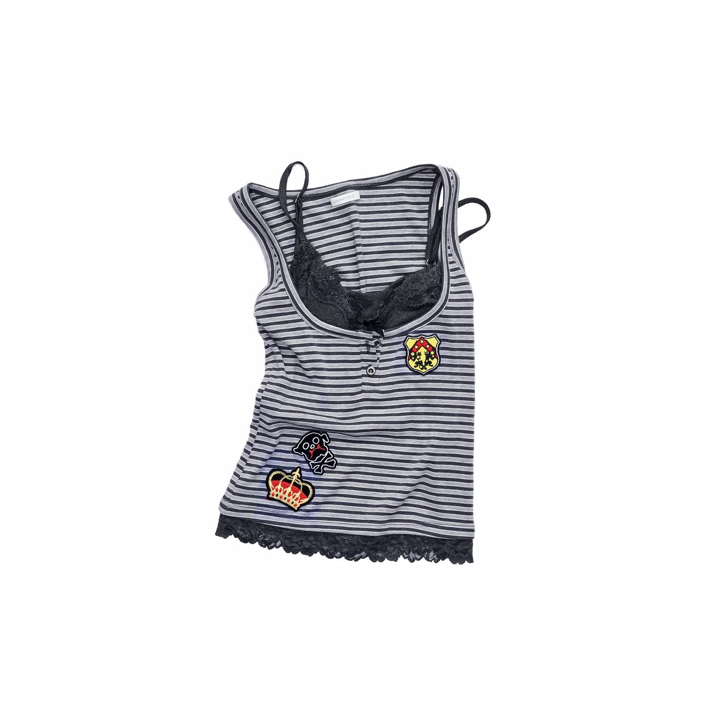 Layered Lace Patch Slim Knit Tank