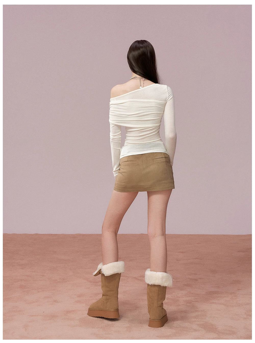 Long Sleeve Lyocell Blend Fitted T-Shirt