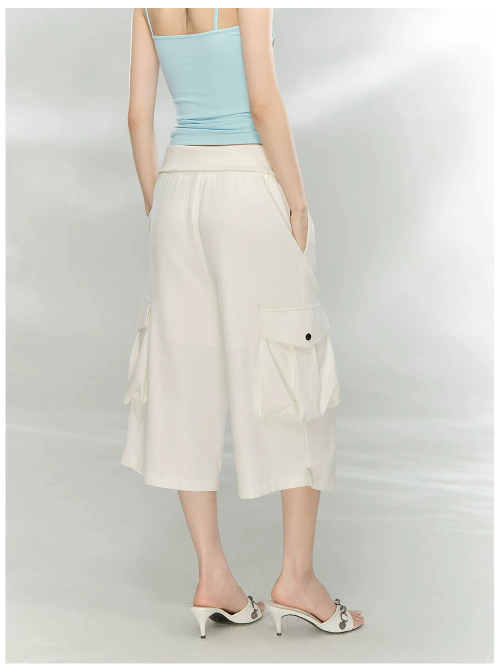 Waffle Knit Cargo Cropped Trousers