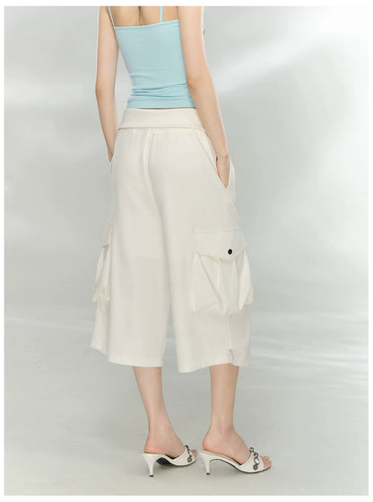 Waffle Knit Cargo Cropped Trousers