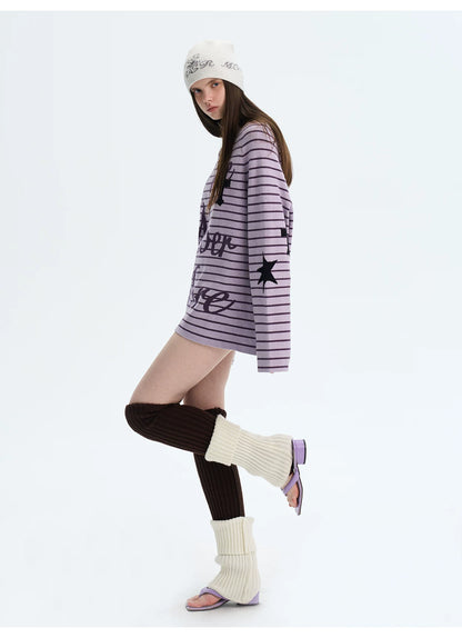 Striped Color-Block Knit Sweater