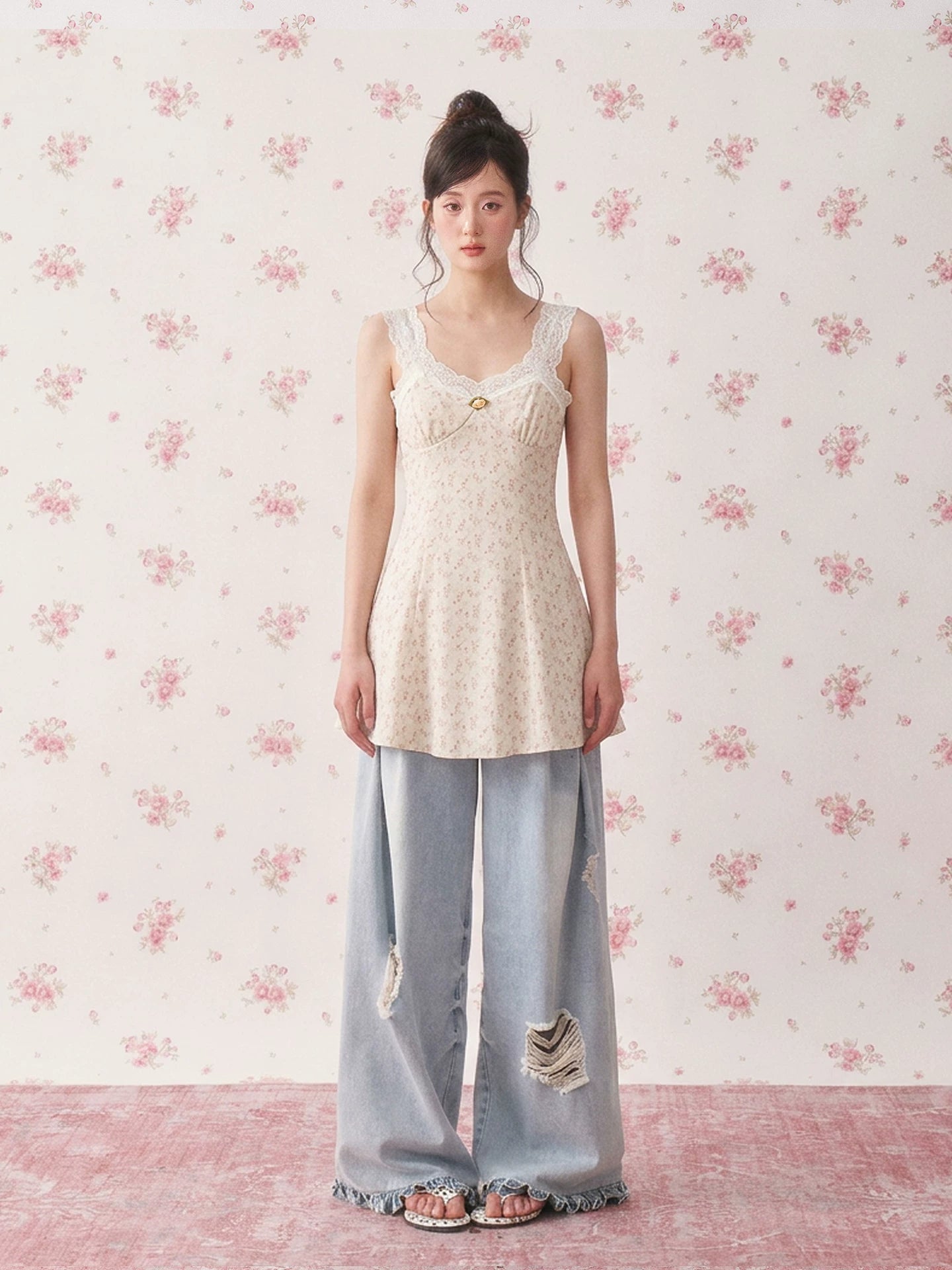 Vintage Leopard Lace Slip A-Line Mini Dress