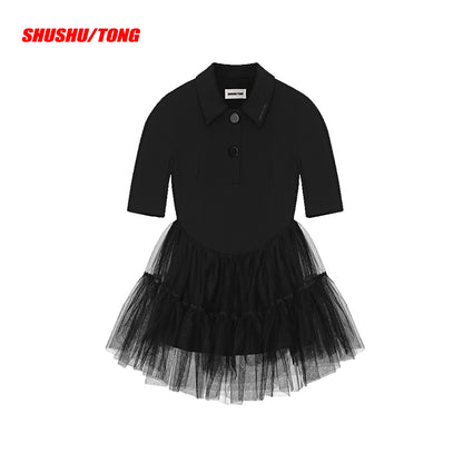 White &amp; Black High-waisted Mini Dress - CHINASQUAD