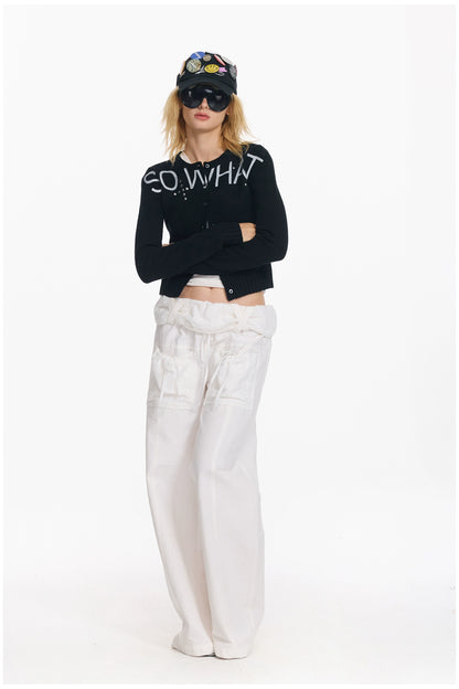 Soft Wool Punk Letter Knit Cardigan