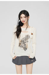 Lace-Paneled Skirt - CHINASQUAD