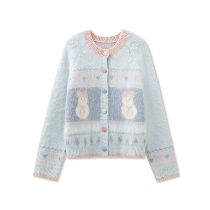 Hokkaido Snowman Knitted Cardigan