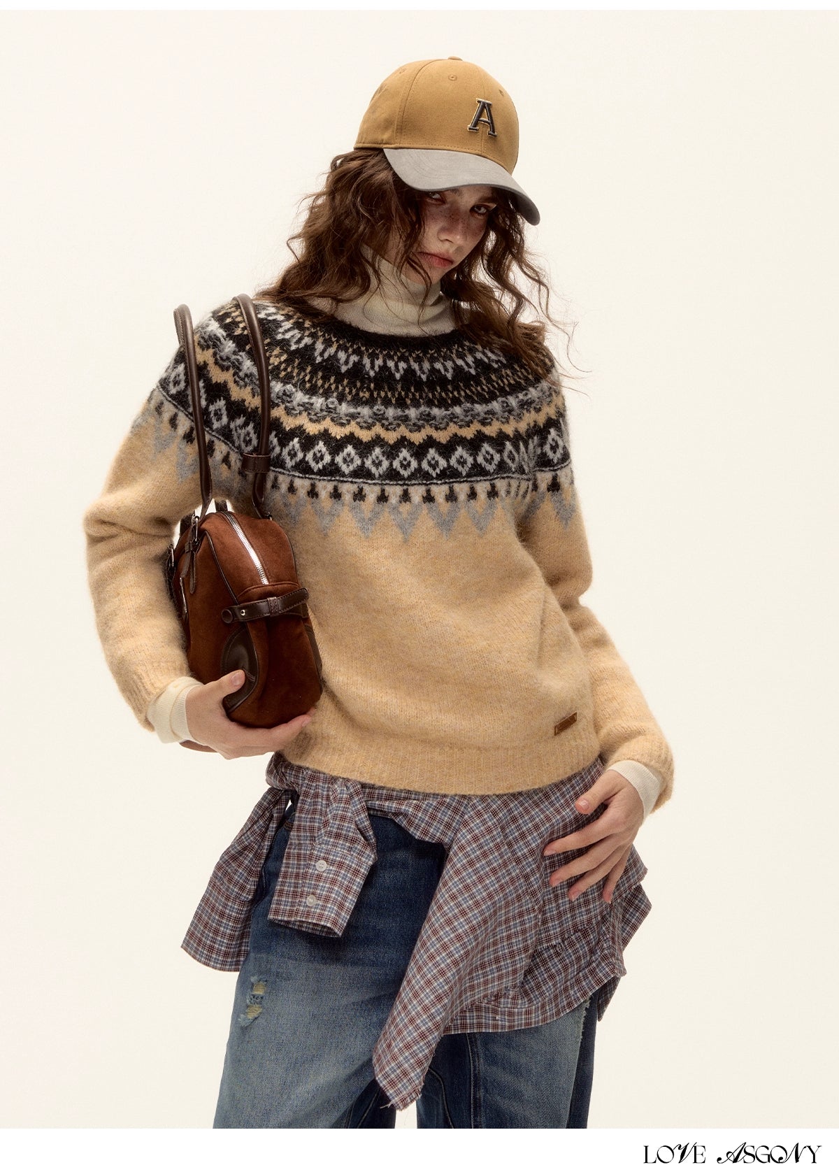 Asgony Retro Contrast Lettering Baseball Cap