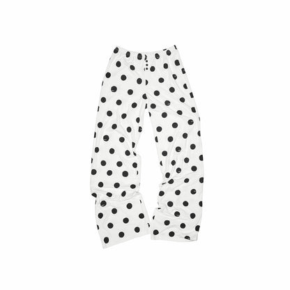 Polka Dot Contrast Knit Cardigan &amp; Lounge Pants Set