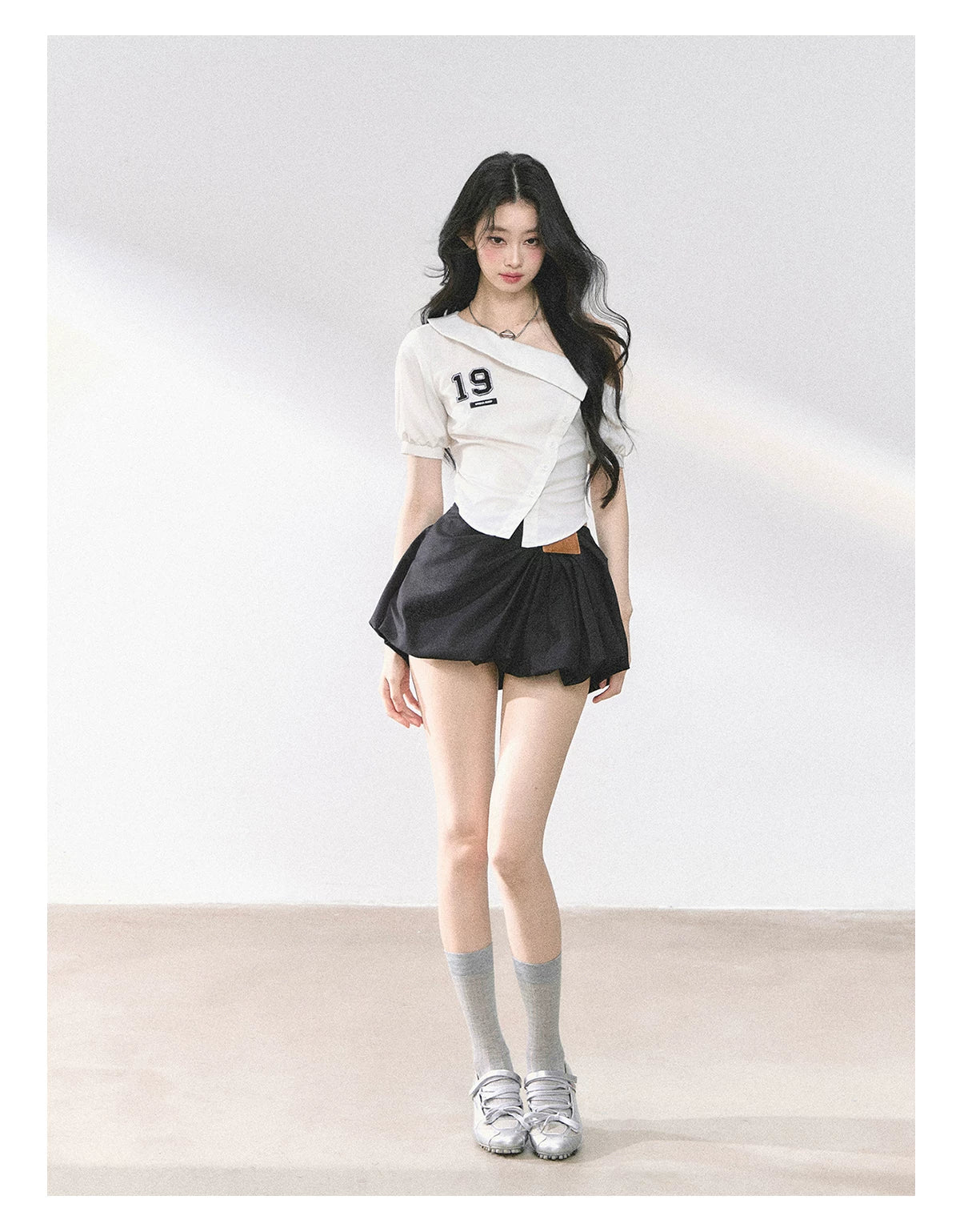 American-Style High-Waist Bubble Mini Skirt