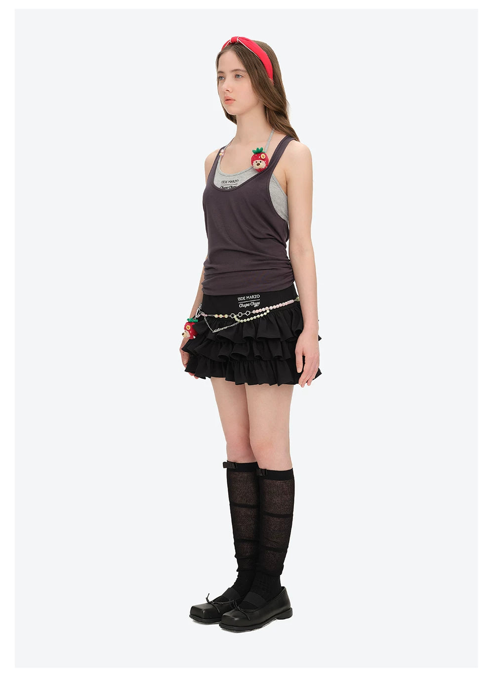 13DE MARZO Layered Tulle Ruffle Mini Skirt