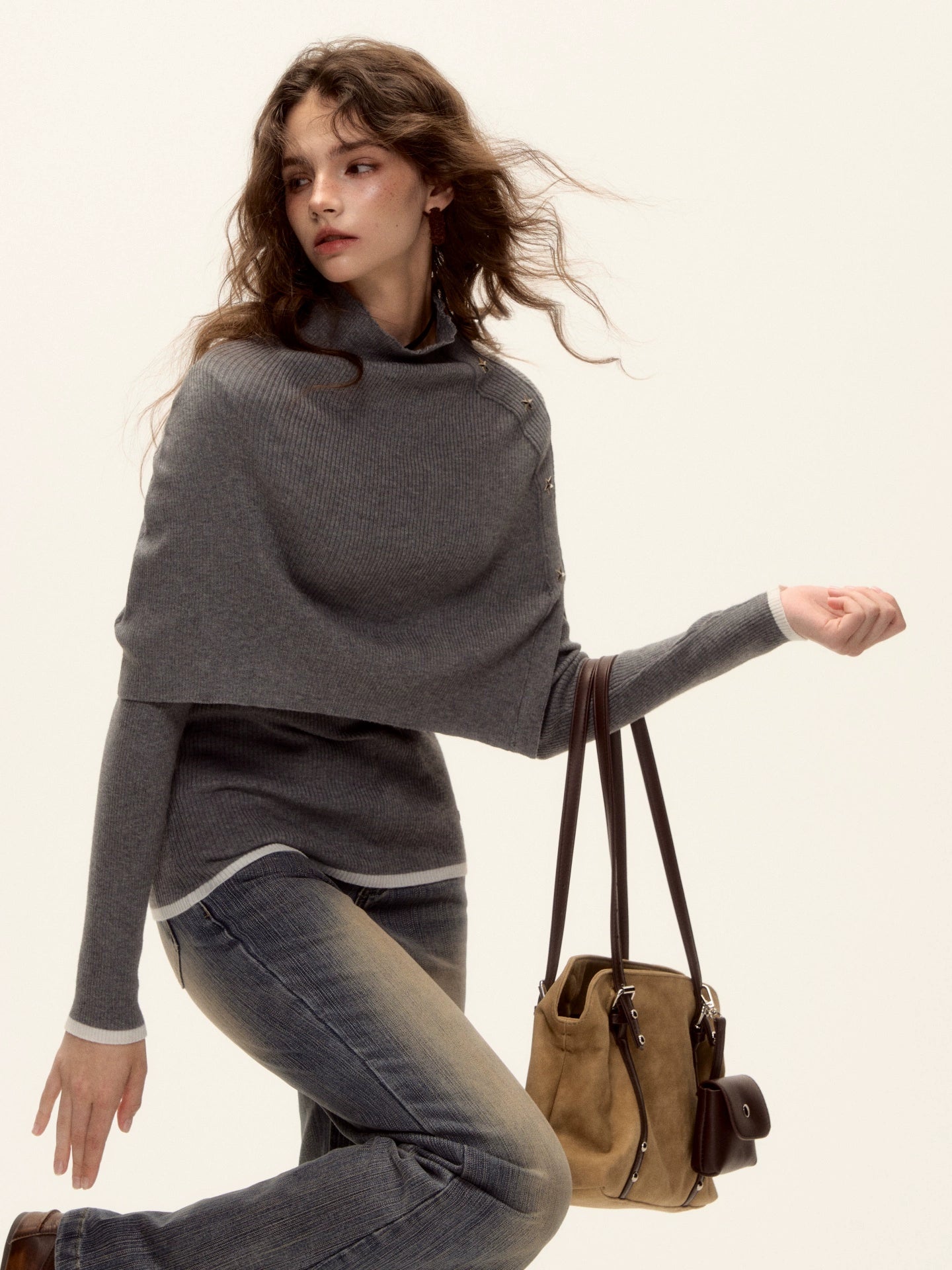 Wool-Blend Layered Knit Turtleneck