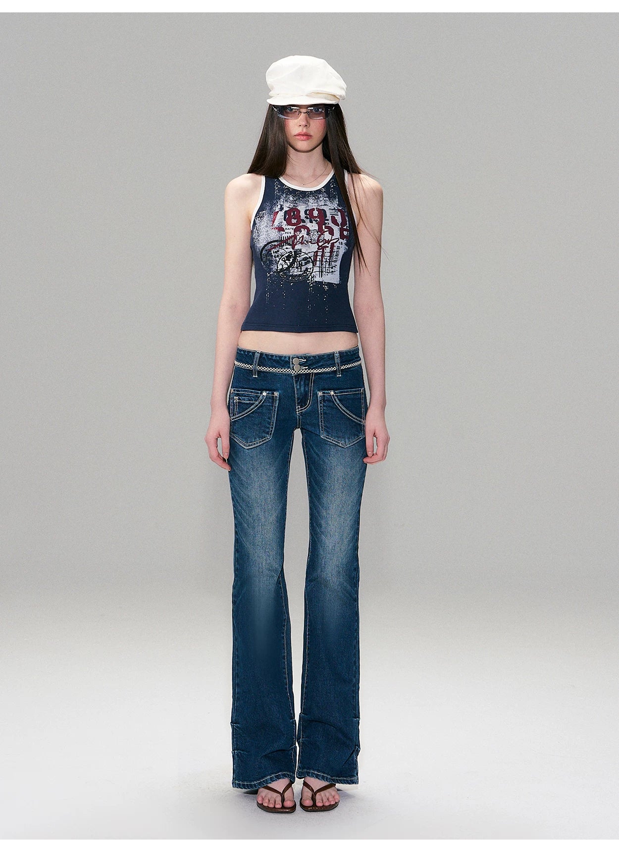 Vintage Print Layered Slim Fit Top Set