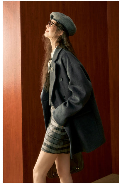 Gray Medium-Length Wool Coat - CHINASQUAD