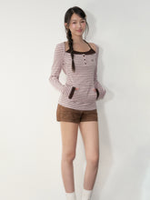 Two-piece Look Striped Hooded Tee - CHINASQUAD