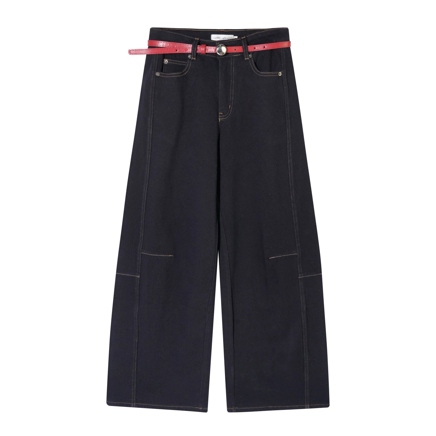 Vintage Brushed Curved-Leg Denim Pants