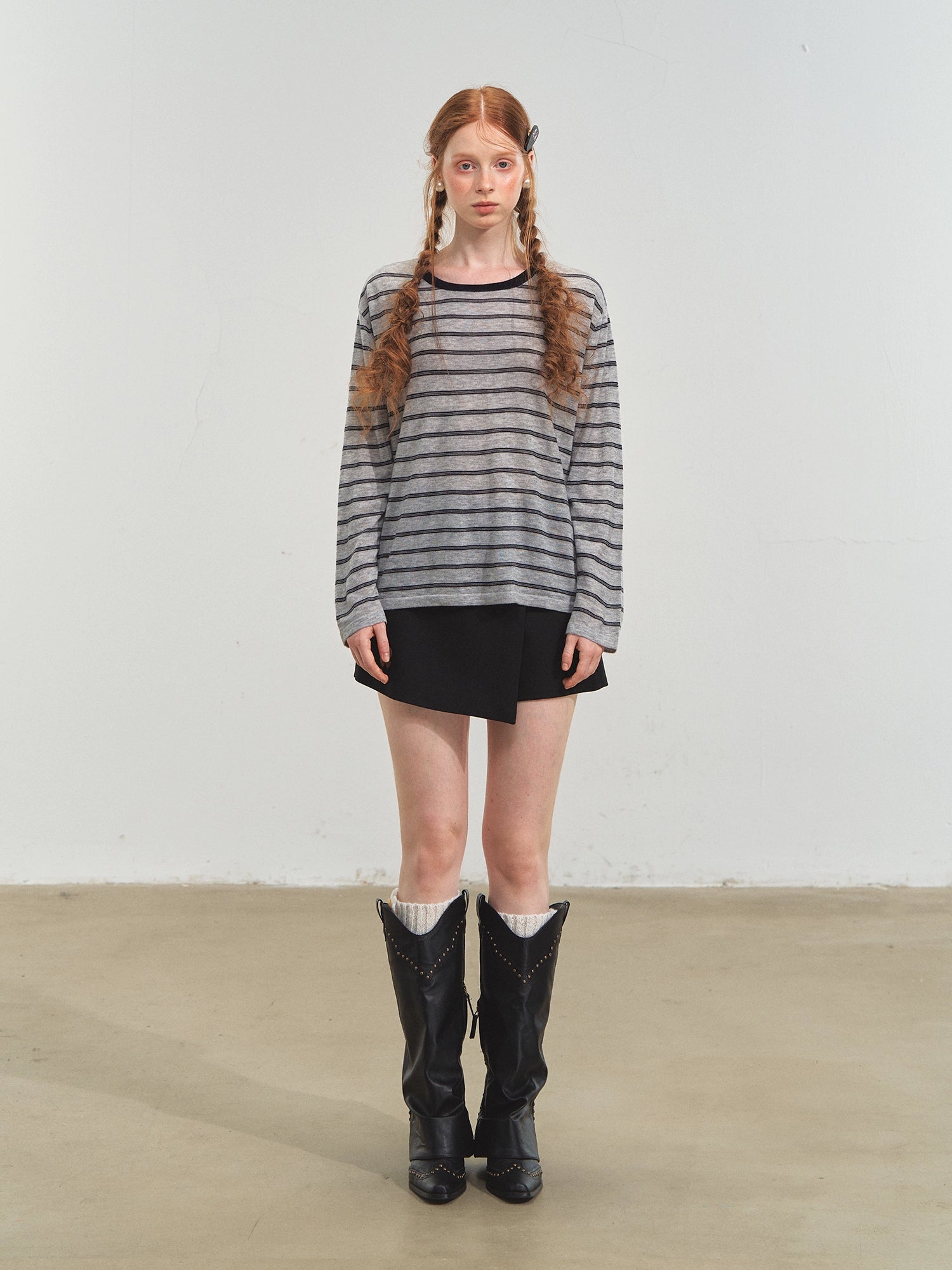 Retro Stripe Versatile Knit T-Shirt