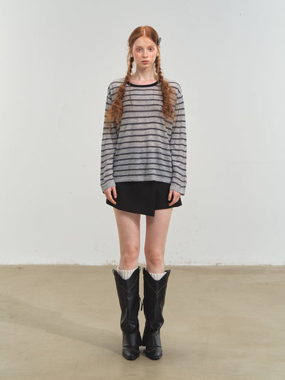 Retro Stripe Versatile Knit T-Shirt