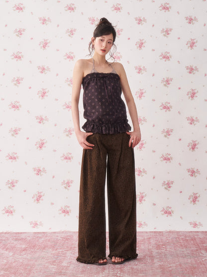 Vintage Floral Halter Tie Camisole