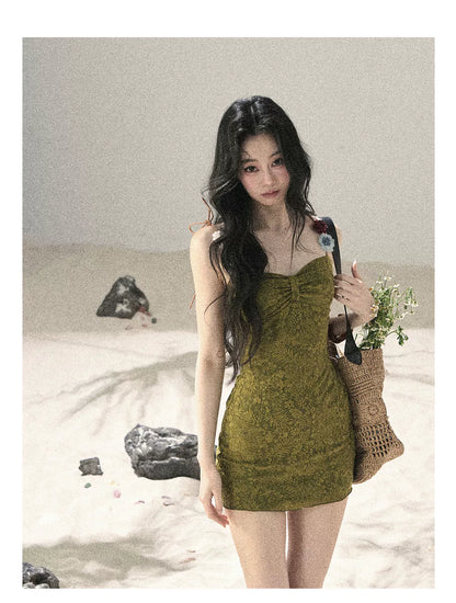 French Vine Jacquard Bodycon Mini Dress