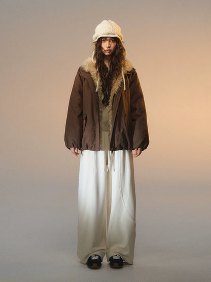 Fleece Curved-Leg Relaxed Pants