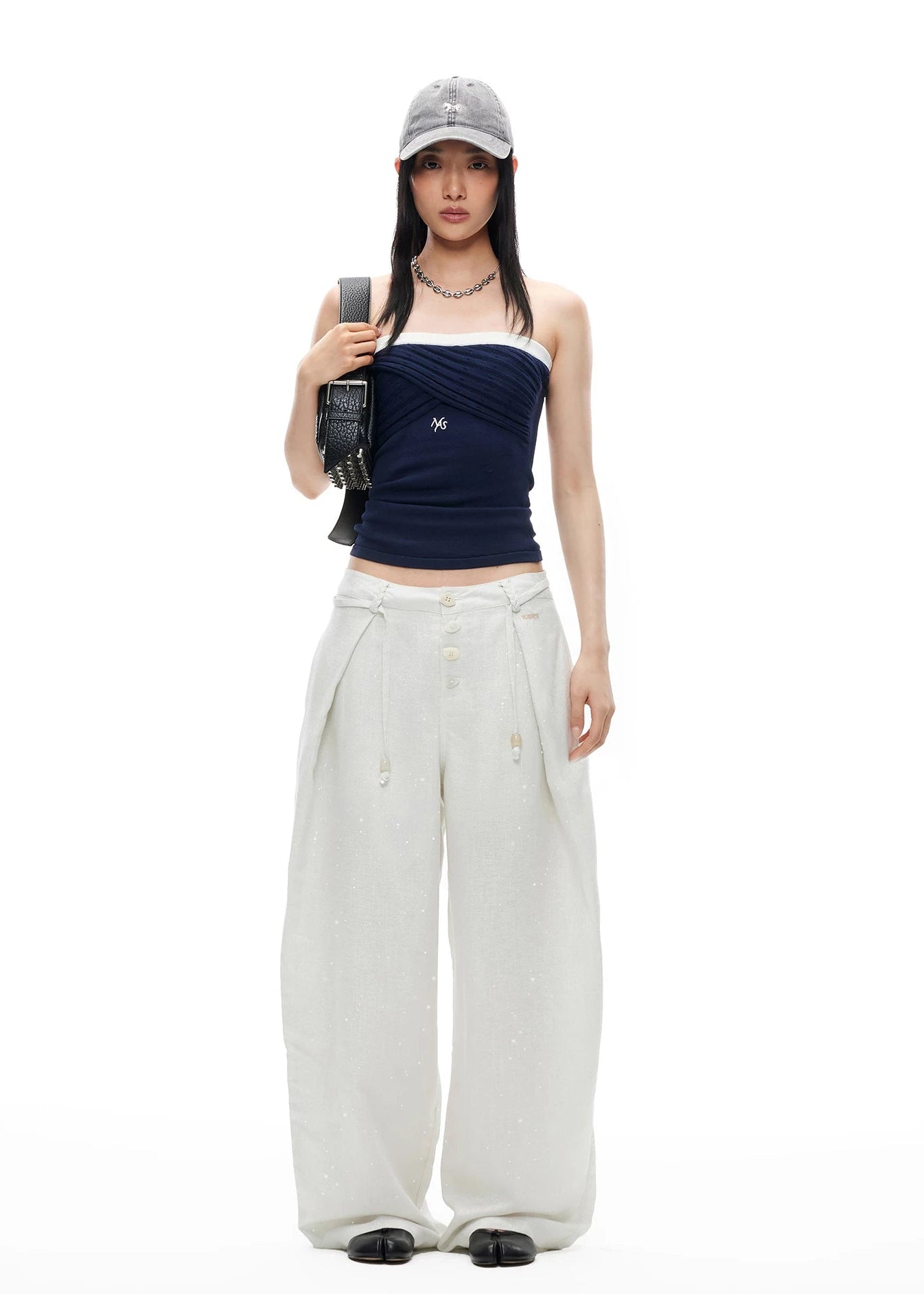 Lace Knit Camisole with Color-Blocked Trim