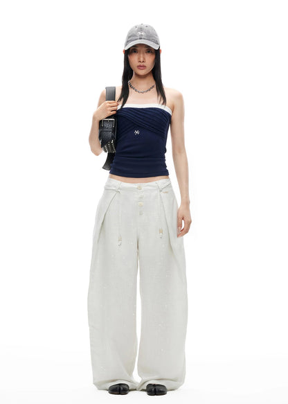 Lace Knit Camisole with Color-Blocked Trim