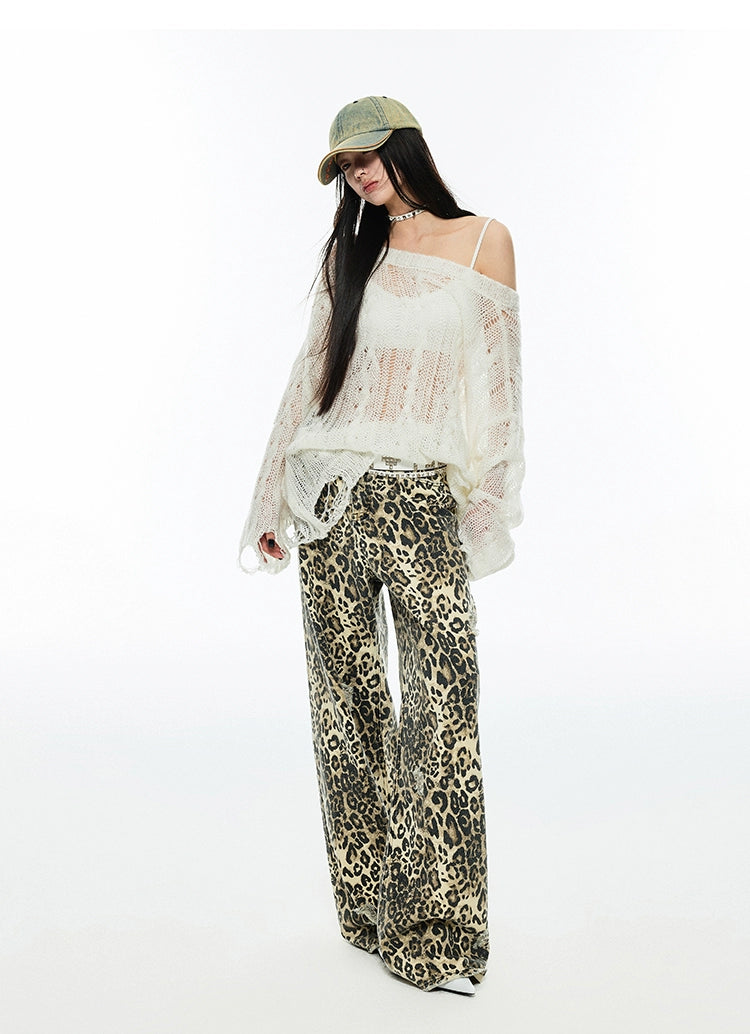 Leopard Print Straight-Leg Pants - CHINASQUAD