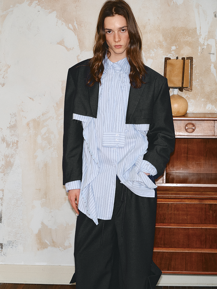 Blue &amp; White Striped Shirt Tie