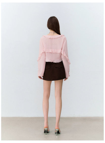 Brown Tone Starburst Asymmetric Skirt