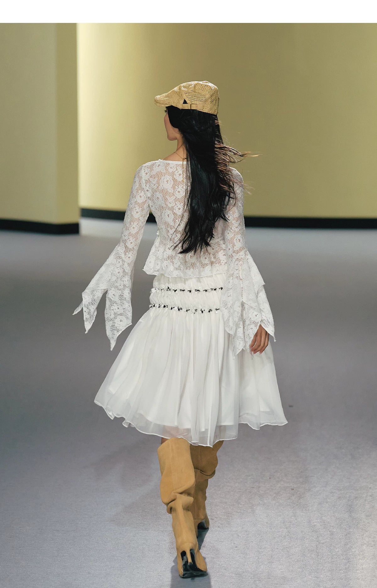 Vintage Sequin Lace V-Neck Blouse&amp; Tulle Skirt Set