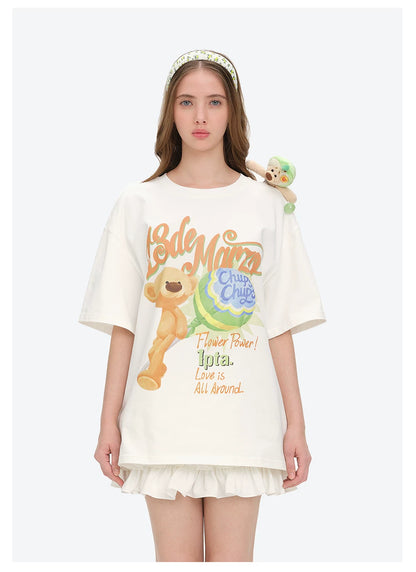 Bear Graphic Lollipop Oversized T-shirt