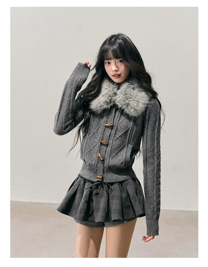 Cable Knit Toggle Cardigan Sweater