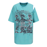 Blue & Pink Dropped Shoulders T-shirt - CHINASQUAD