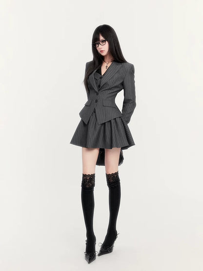 Stripe Tailored Two-Piece Dress Set