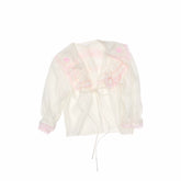 Contrast Ruffle Sailor Collar Chiffon Cropped Cardigan 1Jinn Studio