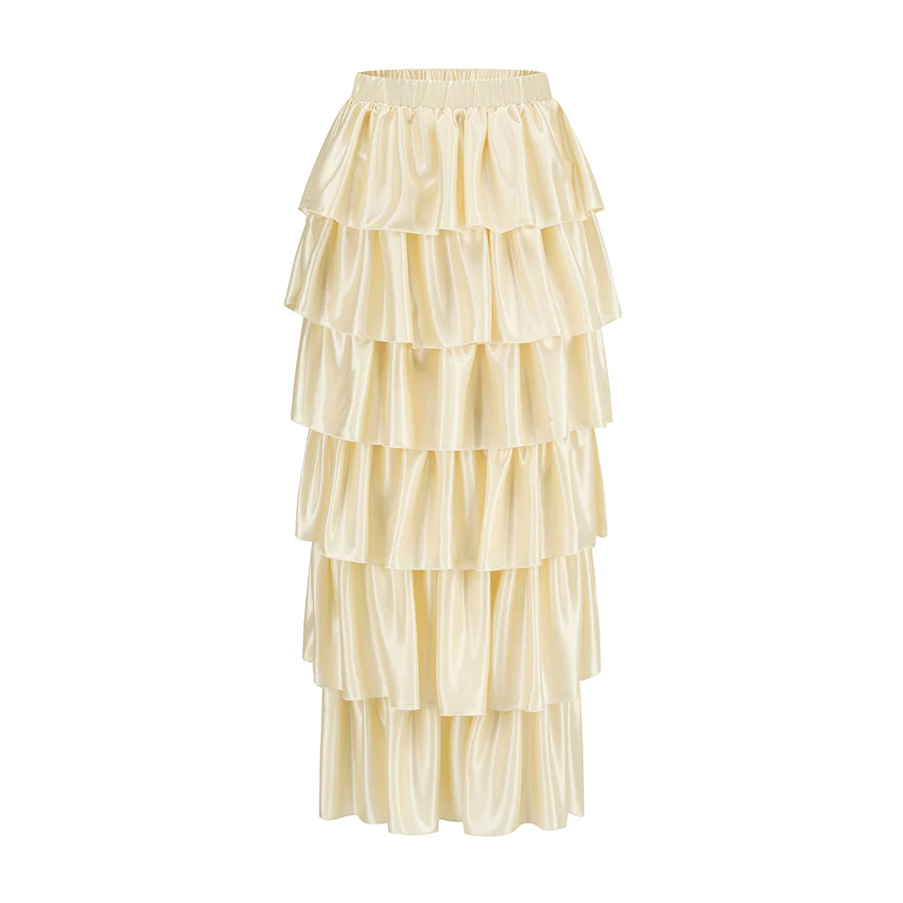 LACEMADE Golden Hour French Strapless Corset Top &amp; Tiered Skirt Set – Skirt(Pre-sale)