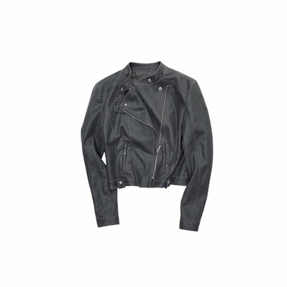 Vintage Cracked Leather Moto Jacket