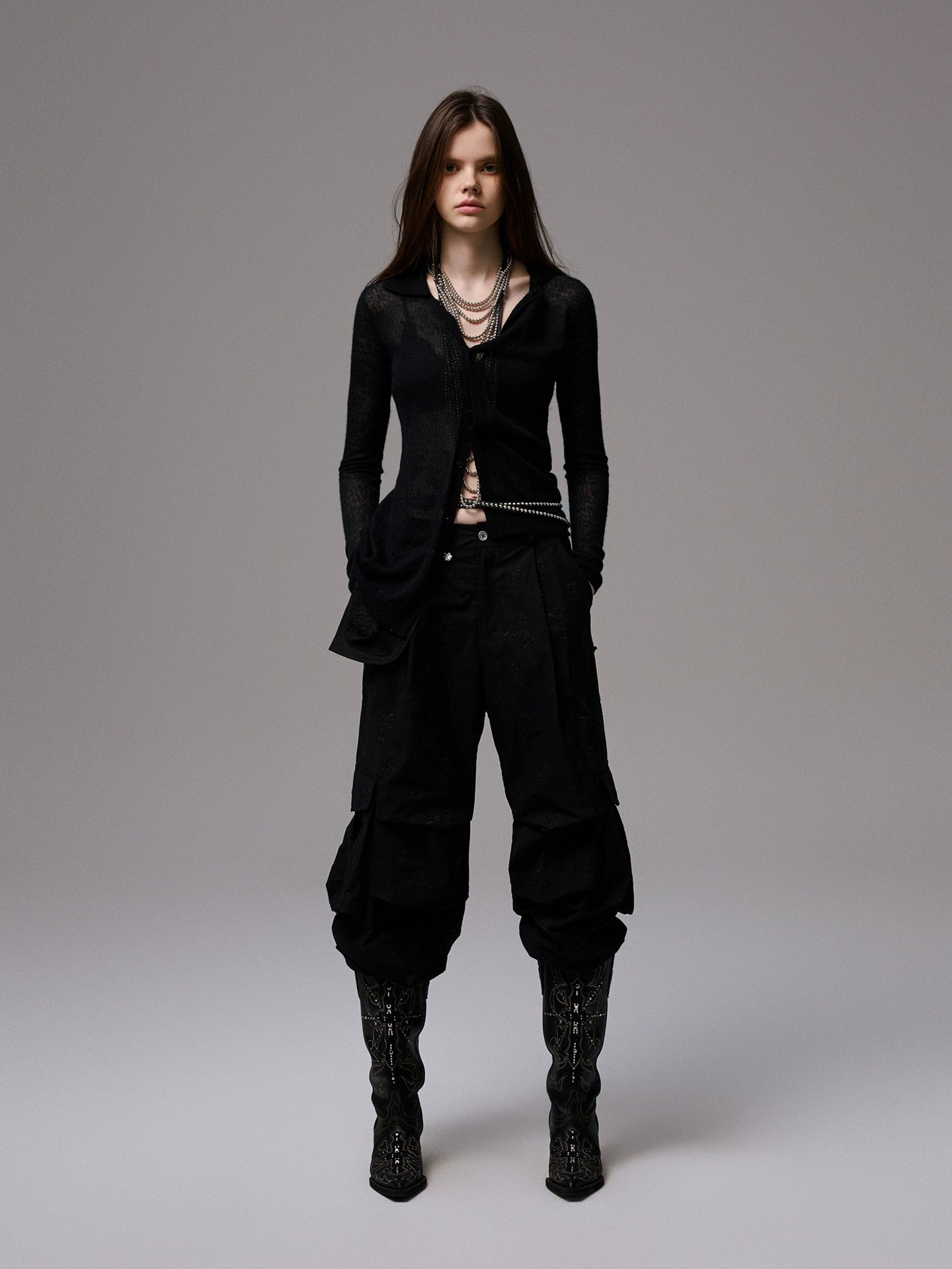Semi-Sheer Slim Fit Cardigan