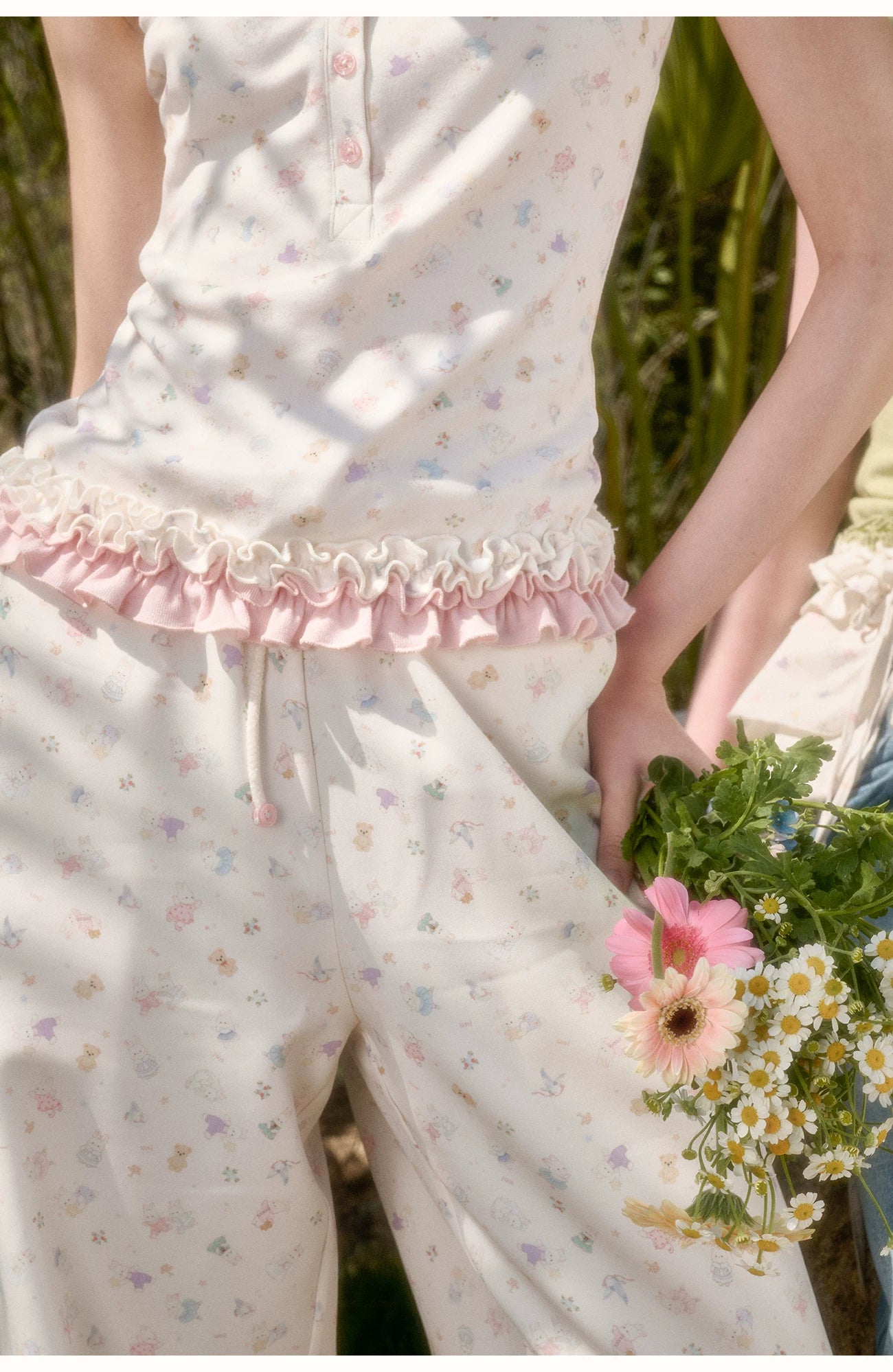 Little Bunny Printed Relaxed Wide-Leg Pants