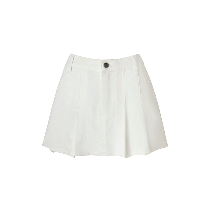 White &amp; Blue High-Waisted Pleated Culottes