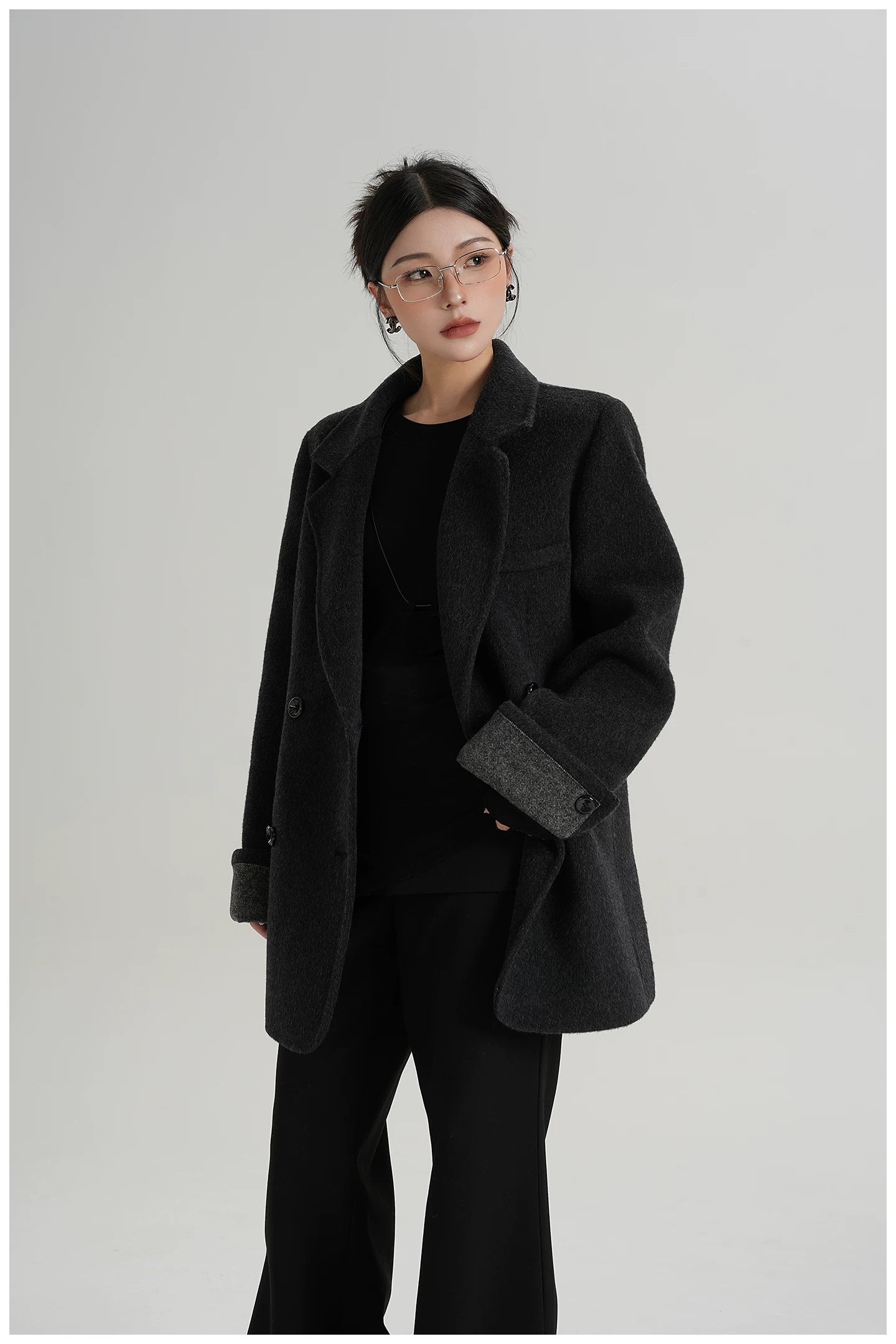 Mid-Length Double-Faced Wool Blazer