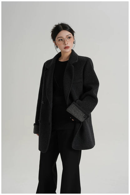 Mid-Length Double-Faced Wool Blazer