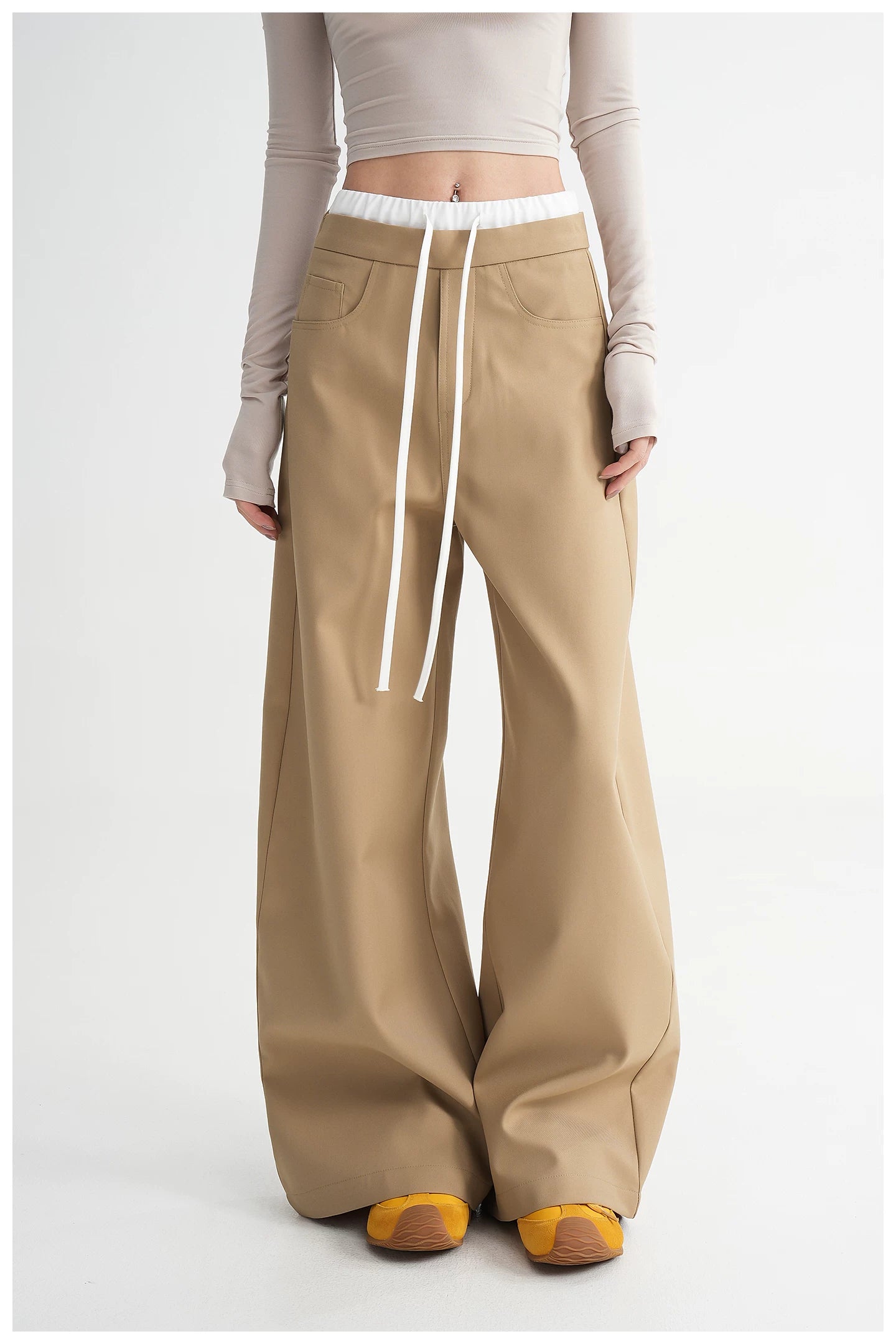 Panel Wide-Leg Floor-Length Trousers