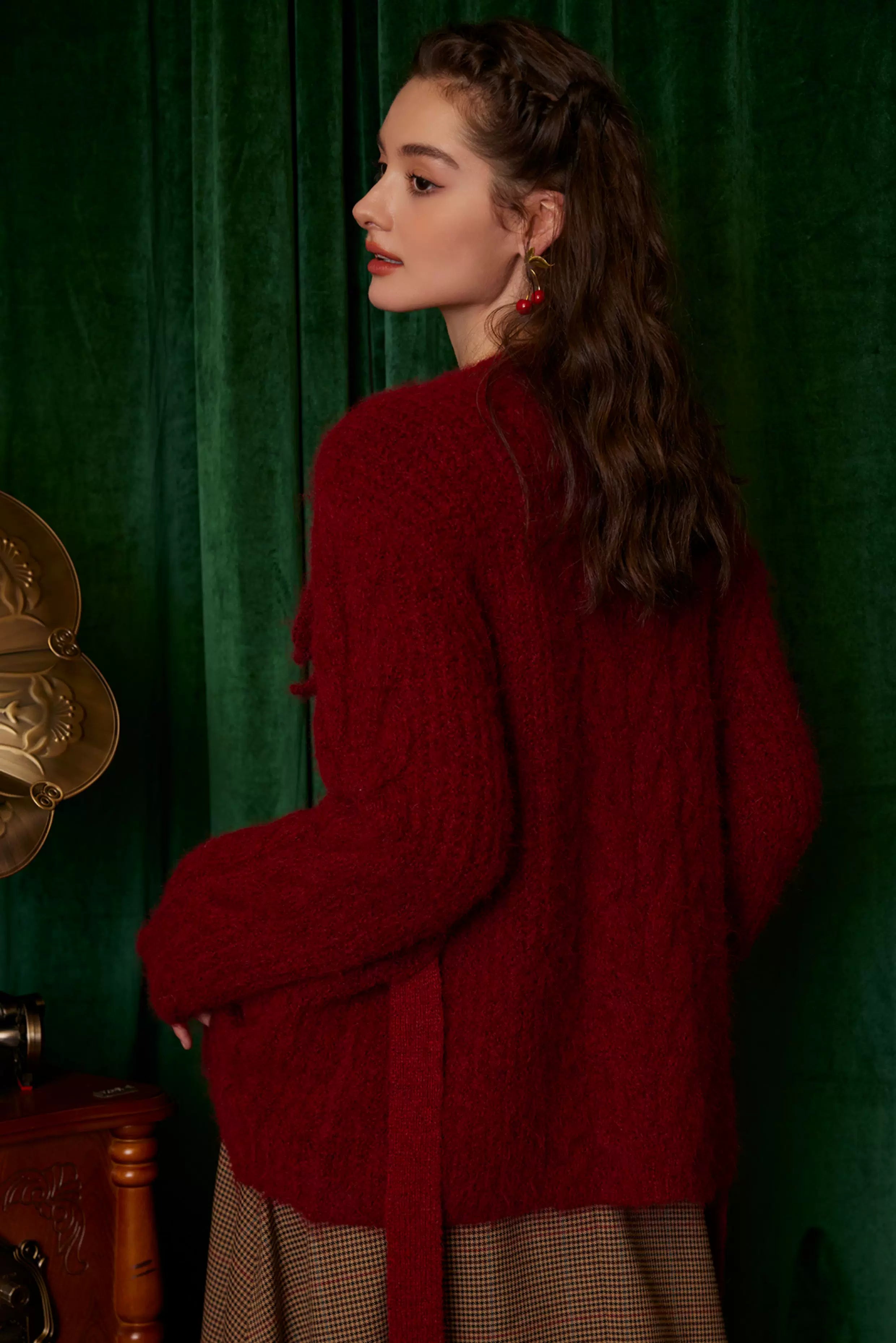 Hand-Crocheted Wool Knit Cardigan