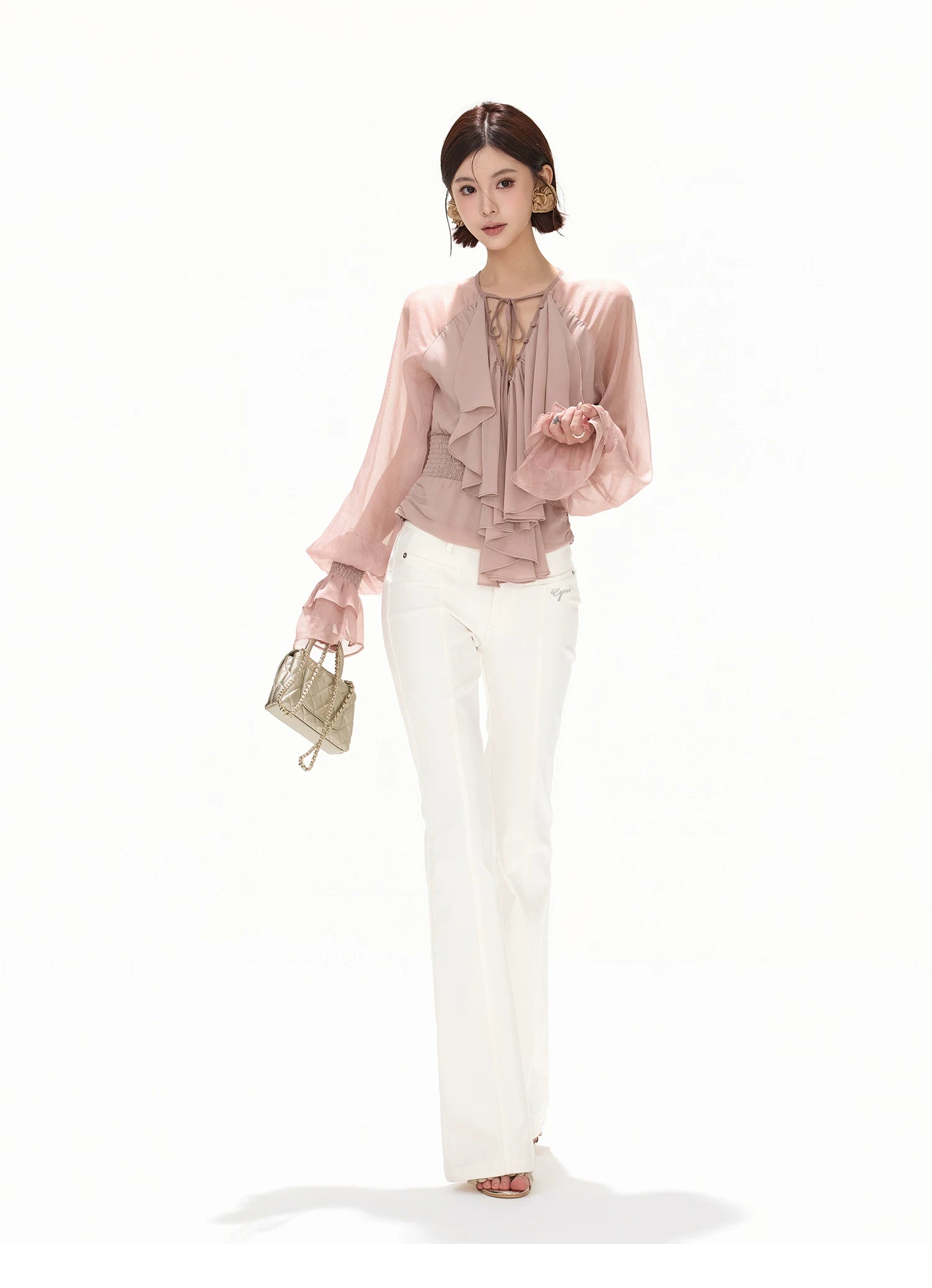 Luminous Nouveau Ruffle Chiffon Blouse