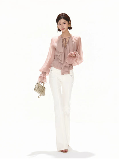 Luminous Nouveau Ruffle Chiffon Blouse