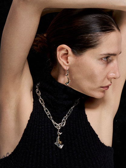 Fishbone Pendant Sweater Necklace