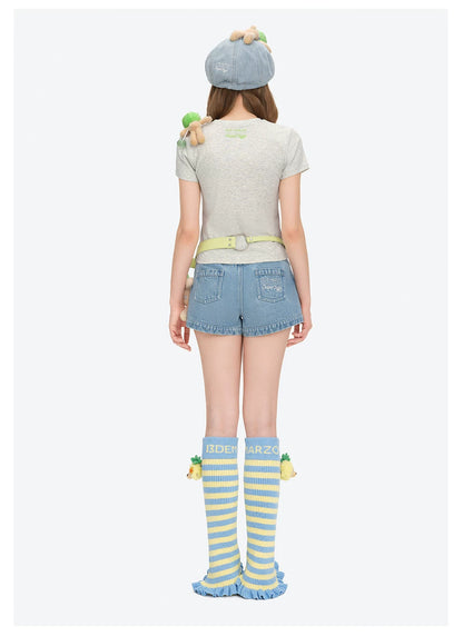 Fruit Illustration Fitted Cropped T-shirt