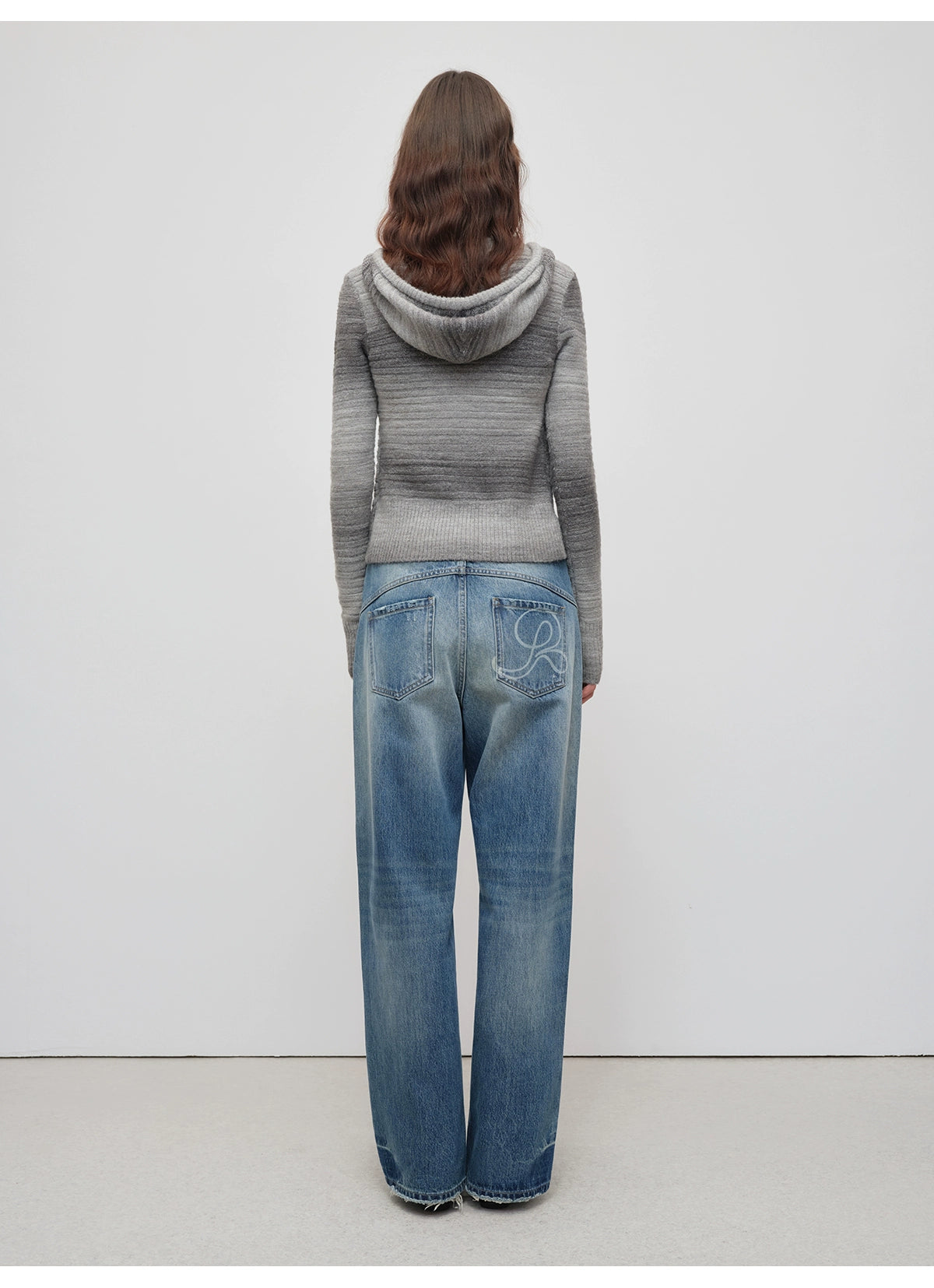 Ombre Wool Blend Double-Zip Hooded Cardigan